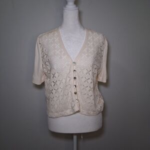 Vtg 90s Kathie Lee Crochet Womens Blouse Sz 10 Boho Hippie Coastal  Summer